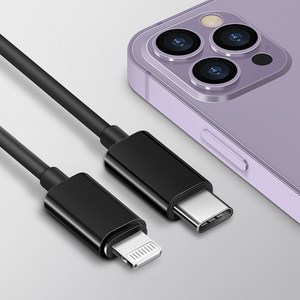 홈플래닛 애플 아이폰 MFI인증 USB-C to 8핀 라이트닝 고속 충전 케이블, 2m, 블랙, 1개