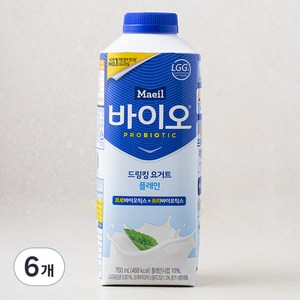 매일바이오 드링킹 플레인 요구르트, 750ml, 6개