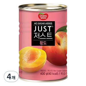 동원 JUST 노슈가 황도 2절 통조림, 400g, 4개