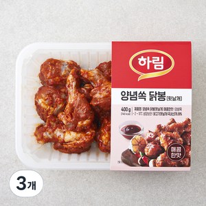 하림 양념쏙 닭봉 윗날개 매콤한맛, 400g, 3개