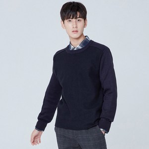 마인드브릿지 남성용 캐시크릴 울펠트 배색라운드넥 니트 MSKT7107