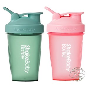 쉐이크베이비 보틀 쉐이커 2종 세트, 그린 + 핑크, 600ml, 2개