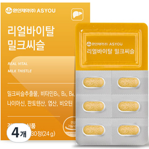 애즈유 리얼바이탈 밀크씨슬 24g, 30정, 4개