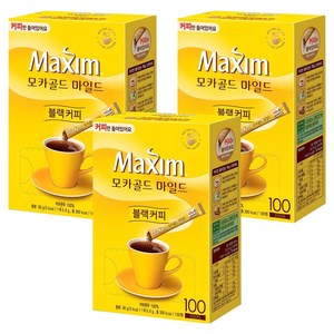 맥심 모카골드 마일드 블랙커피, 0.9g, 100개입, 3개