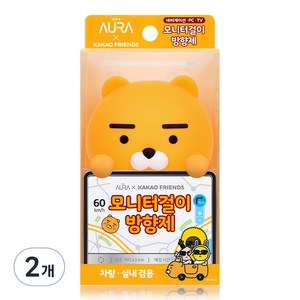 아우라 카카오 모니터걸이 라이언 방향제 플라워바이플로랄향, 4.5ml, 2개