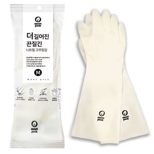 모스트픽 더 길어진 끈질긴 니트릴 고무장갑 2p, 화이트, 중(M), 1개