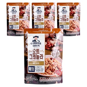 퀘이커 오트 그래놀라 시리얼 골든넛츠, 350g, 4개