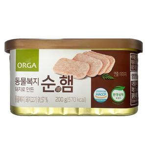 ORGA 동물복지 돼지로 만든 순햄, 200g, 1개