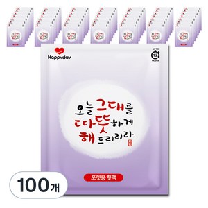 HAPPYDAY 포켓형 오늘 그대를 따뜻하게 해드리리라 국내생산 핫팩 80g, 100개