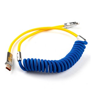 하비스페이스 코일 스프링 C to 애플 8핀 고속충전 케이블, 65cm, 블루핑크, 1개