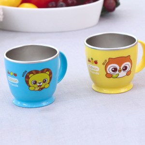 에디슨 국산 프렌즈 논슬립 스텐 한손컵, 사자, 부엉이, 1세트