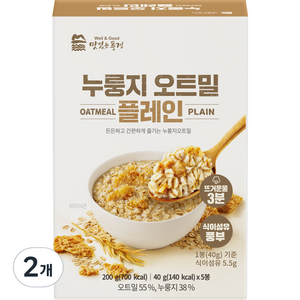 맛있는풍경 누룽지 오트밀 플레인 5개입, 200g, 2개