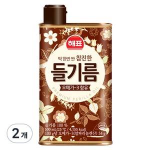 해표 참진한 들기름, 500ml, 2개