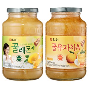 담터 꿀유자차A 1kg + 꿀레몬차 1kg, 1세트