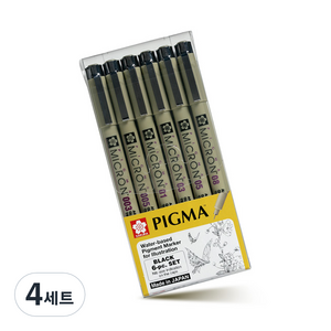 PIGMA 마이크론 볼펜 6p 세트, 블랙, 24개