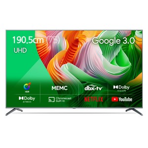 더함 4K UHD LED 구글 OS TV, 190cm(75인치), UA751UHD F8T CHIQ 2023, 스탠드형, 방문설치