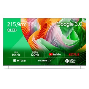 더함 4K UHD QLED 스마트 144Hz 돌비 AI 구글 3 게이밍 TV, 215cm(85인치), UA851QLED SMART CINEMA144 24C1, 벽걸이형, 방문설치