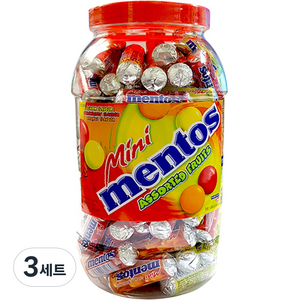 멘토스 미니 푸르티 츄잉캔디, 1kg, 3개