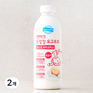 덴마크 드링킹요구르트 포스트바이오틱스 복숭아, 750ml, 2개