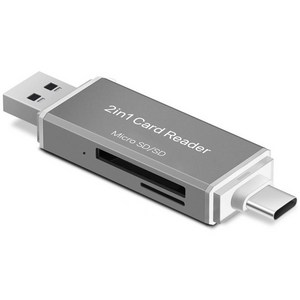 홈플래닛 C타입 USB 3.0 멀티 카드리더기 MSD/SD, RD-AC01, 그레이, 1개