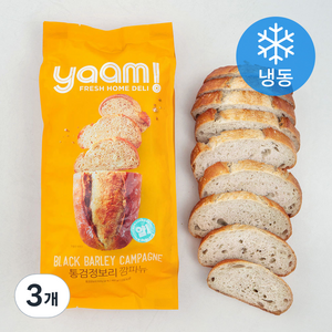 얌!(YAAM!) 통검정보리 깜파뉴 (냉동), 480g, 3개