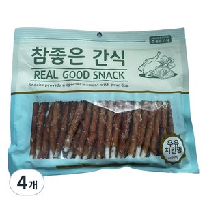 참좋은간식 강아지 건조간식, 우유치킨껌, 400g, 4개