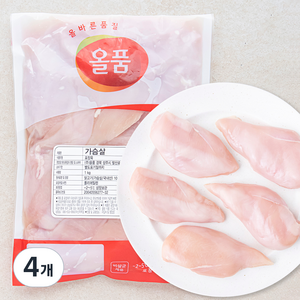 올품 닭가슴살 진공팩 (냉장), 1kg, 4개