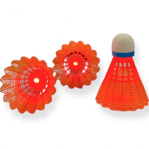 릴렉스픽 LED 야광 형광 셔틀콕 배드민턴공, 오렌지, 3개입, 1세트