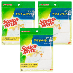 쓰리엠 삶아쓰는 주방용 극세사 행주 3매 3개입, 3개