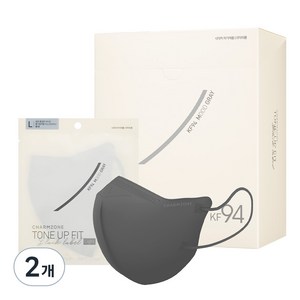 참존 톤업핏 블랙라벨 라이트 황사방역용 KF94 마스크 대형, 25개입, 2개, 무드 그레이
