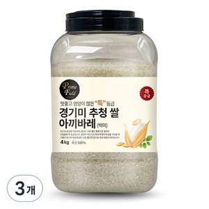 Pime Field 2024년산 햅쌀 경기 추청 아끼바레 백미, 4kg, 3개