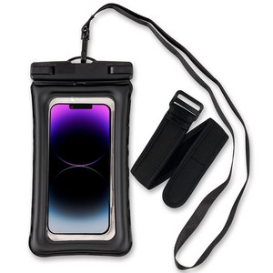 구스페리 프리미엄 4중잠금 튜브 휴대폰 방수팩 + 목스트랩 + 암밴드, 블랙, 1개