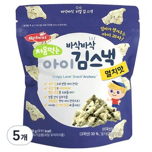 베베스트 처음먹는 아이 김스낵, 멸치맛, 20g, 5개