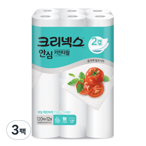 크리넥스 안심 키친타올 120매, 12롤, 3팩