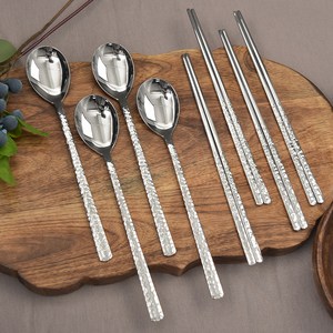 윌리브 국산 316L 써지컬스틸 고급 수저 4벌 세트 마므레, 실버, 숟가락 4p + 젓가락 4쌍, 4세트