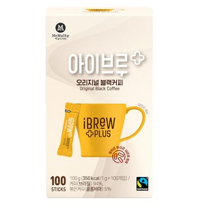 아이브루 플러스 공정무역 오리지널 블랙커피, 1g, 100개입, 1개