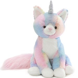 건드 무지개빛 유니콘 고양이 인형, 혼합색상, 32cm