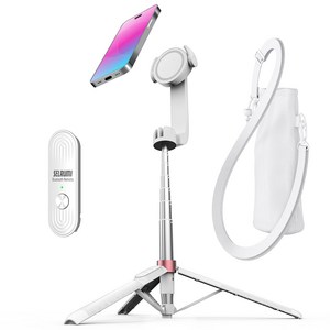 셀루미 N52 맥스트롱 맥세이프 셀카봉 삼각대 130cm, SEL-MGS1350M, 화이트 + 로즈골드, 1개
