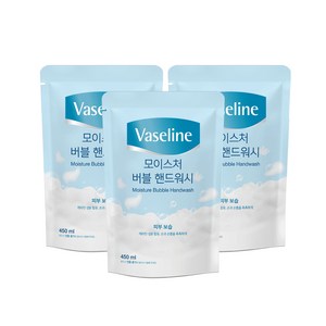 바세린 모이스처 버블 핸드워시 리필, 450ml, 3개