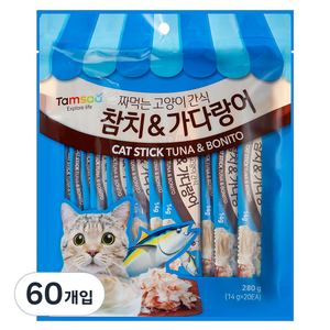 탐사 국내생산 짜먹는 고양이간식, 혼합맛(참치/가다랑어), 280g, 3개