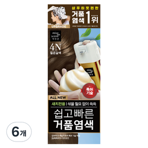 미쟝센 올뉴 쉽고빠른 거품염색 80g, 4N 짙은 갈색, 6개