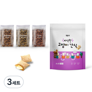 펫둥이 바삭한 고양이 간식 과자속츄르 3가지맛, 혼합맛(연어/닭고기/참치), 600g, 3개