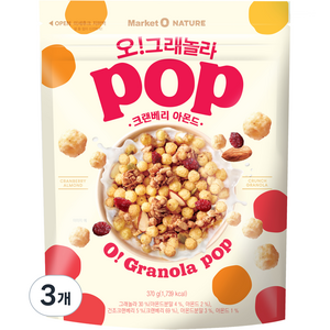 마켓오네이처 오그래놀라 크랜베리 아몬드, 370g, 3개