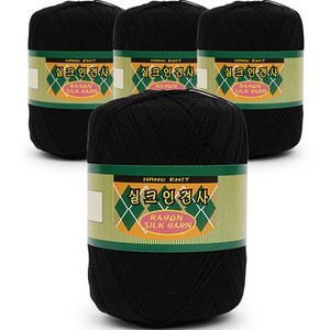 쎄비 필립섬유 실크 인견사 뜨개실 90g, 808 검정, 4개