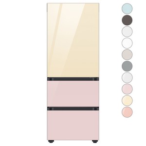 [색상선택형] 삼성전자 비스포크 313L 스탠드형 3도어 김치냉장고 키친핏 방문설치, 글램바닐라 + 글램핑크, RQ33C74C3AP