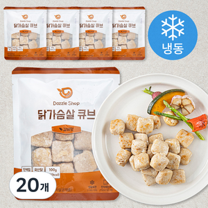 다즐샵 닭가슴살 큐브 갈비맛 (냉동), 100g, 20개