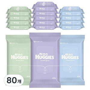 하기스 퓨어 쁘띠 아기물티슈 휴대용, 20매, 80개