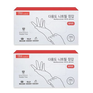 생활을그리다 다용도 니트릴장갑 100매, 화이트, 대(L), 2개