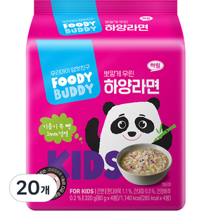 푸디버디 하양라면, 80g, 20개