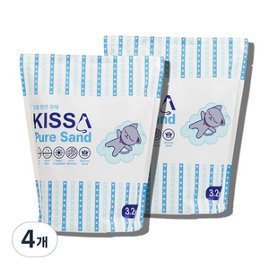 KISSA 퓨어 샌드 벤토나이트 고양이 모래, 3.2kg, 4개